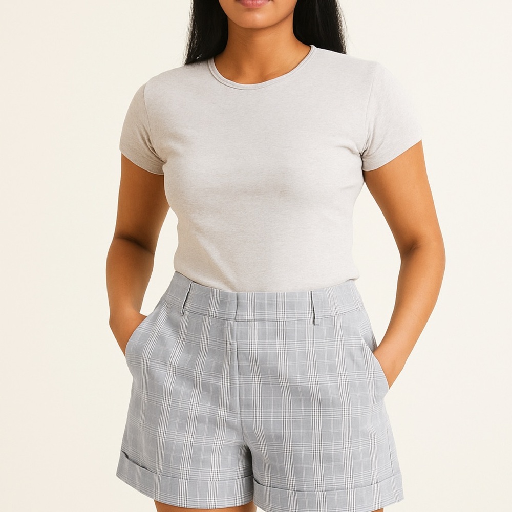 H&M Light Gray Plaid Shorts